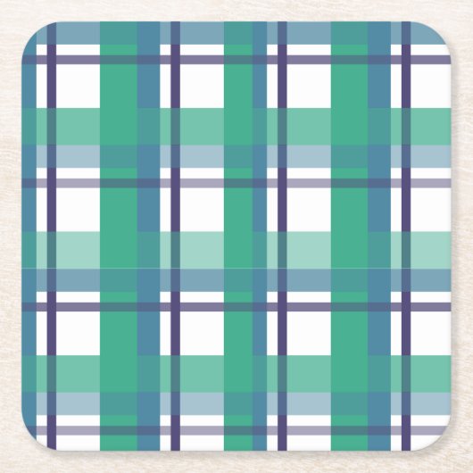 Green And Purple Tartan Pattern Kartonnen Onderzetters (Voorkant)
