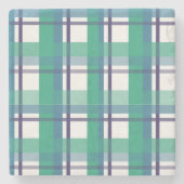 Green And Purple Tartan Pattern Stenen Onderzetter (Voorkant)