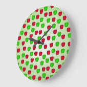 Green and Red Apples Pattern Wall Clock Grote Klok (Hoek)