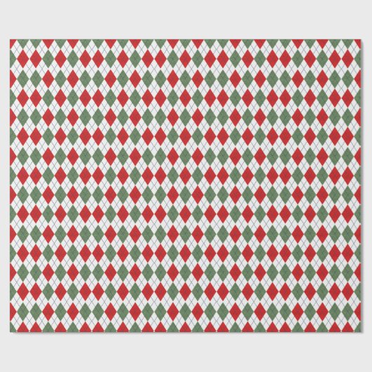 Green and Red Argyle Pattern Cadeaupapier (Vlak)