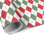 Green and Red Argyle Pattern Cadeaupapier (Rol Hoek)