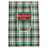 Green and Red Christmas Bags Monogram Holiday Medium Cadeauzakje (Achterkant)