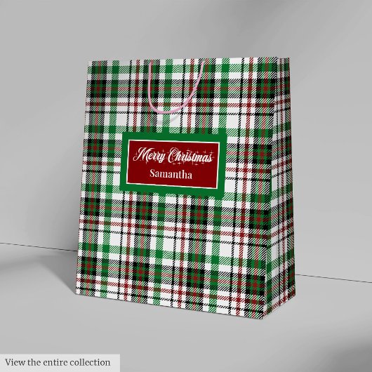Green and Red Christmas Bags Monogram Holiday Medium Cadeauzakje