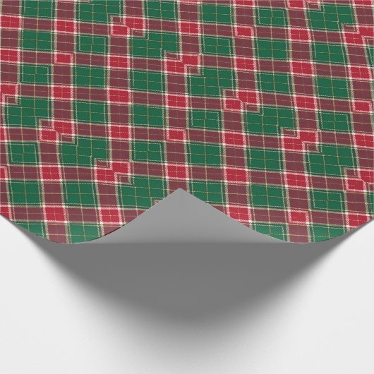 Green and Red Christmas Plaid Cadeaupapier (Hoek)