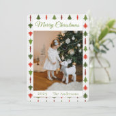 Green and Red Christmas Tree Photo  Feestdagenkaart (Staand voorkant)