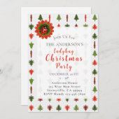 Green and Red Christmas Trees Ladybug Party Kaart (Voorkant / Achterkant)