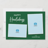 Green and Red Dog Botten Happy Howlidays Foto Feestdagenkaart (Voorkant)