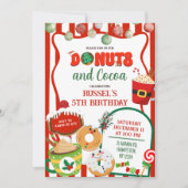Green and Red Donuts and Cocoa Birthday Invitation Kaart (Voorkant)