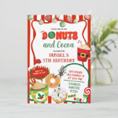Green and Red Donuts and Cocoa Birthday Invitation Kaart (Staand voorkant)