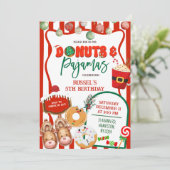 Green and Red Donuts and Pajamas Birthday Kaart (Staand voorkant)