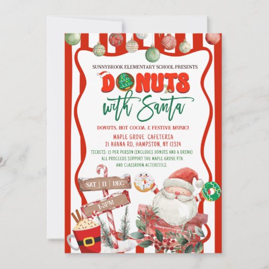 Green and Red Donuts with Santa Kaart (Voorkant)