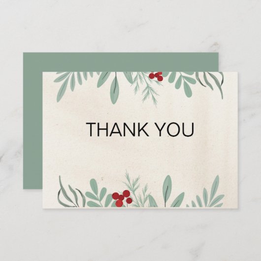 Green and Red Festive kerst - Hartelijk dank Bedankkaart (Voorkant / Achterkant)