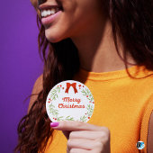 Green and Red Festive Merry Christmas  Ronde Sticker