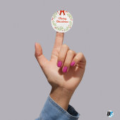 Green and Red Festive Merry Christmas  Ronde Sticker