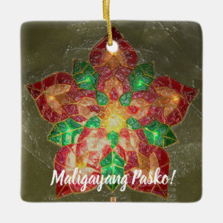 Green and Red Filipino Parol Style, Filipijnen Keramisch Ornament
