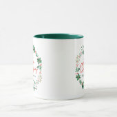 Green and Red Floral Illustration Christmas Mug Mok (Midden)