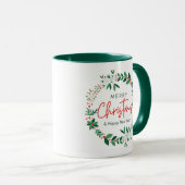 Green and Red Floral Illustration Christmas Mug Mok (Voorkant rechts)
