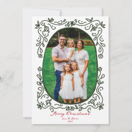 Green and Red Hand Drawn Illustrated Doodle Photo Feestdagenkaart