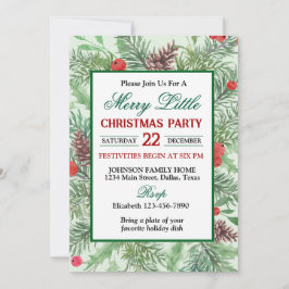 Green and Red Holly Border Christmas Party Kaart