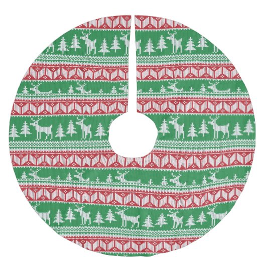 Green and Red KerstSweater Print Kerstboom Rok (Voorkant)