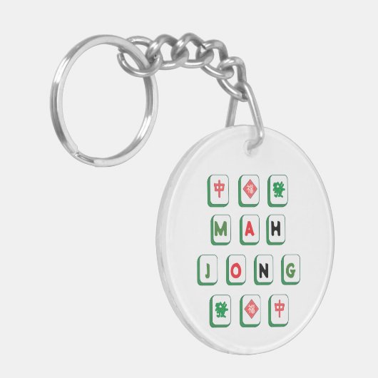 Green and Red Mahjong Tiles Double Sided Ornament  Sleutelhanger (Voorkant Links)