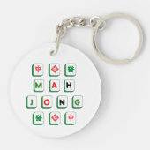 Green and Red Mahjong Tiles Double Sided Ornament  Sleutelhanger (Achterkant)