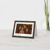 Green and Red Plaid Photo Folded Feestdagen Kaart (Voorkant)