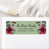 Green and Red Poinsettia Holly Berries Label (Insitu)