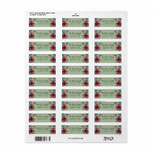 Green and Red Poinsettia Holly Berries Label (Full Sheet)