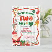 Green and Red Retro Christmas Winter 2nd Birthday Kaart (Staand voorkant)