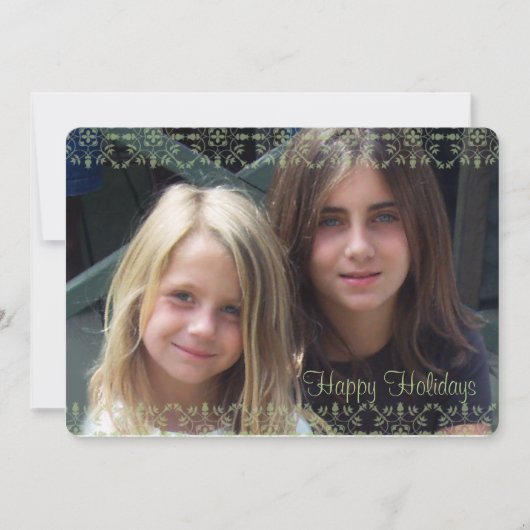 Green and Red Snowflake Double Sided Photo Card Feestdagenkaart (Voorkant)