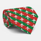 Green and Red Stripe KC-46 Pattern Christmas Stropdas (Opgerold)