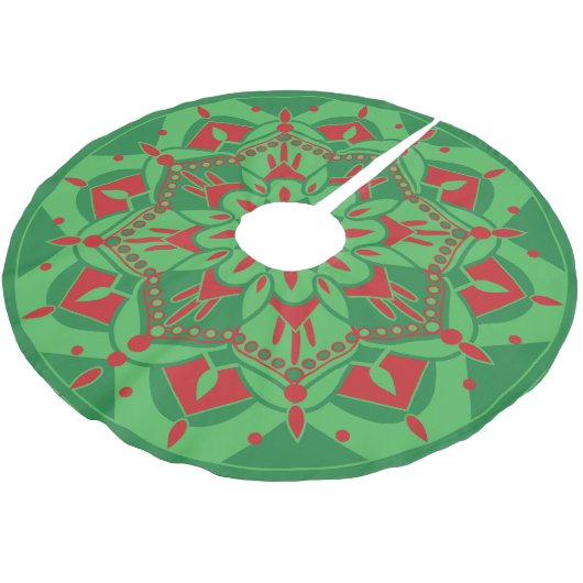 Green and Red Tree Skirt Kerstboom Rok (Gekanteld)