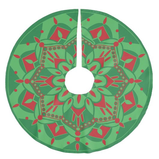Green and Red Tree Skirt Kerstboom Rok (Voorkant)