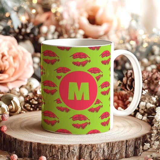 Green and Red XOXO Kissing Lips Personalized Koffiemok