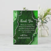 Green and Silver Agate Birthday Party Bedankkaart (Staand voorkant)