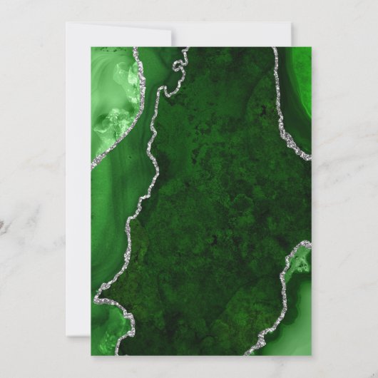 Green and Silver Agate Marble Engagement Party Kaart (Achterkant)