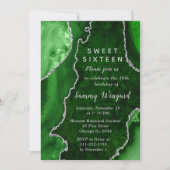 Green and Silver Agate Marble Sweet Sixteen Kaart (Voorkant)