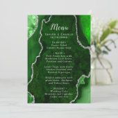Green and Silver Agate Marble Wedding Menu (Staand voorkant)