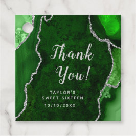 Green and Silver Agate Sweet Sixteen Dank je Bedankjes Labels