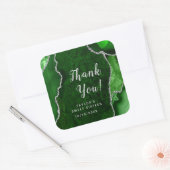 Green and Silver Agate Sweet Sixteen Dank je Vierkante Sticker (Envelop)