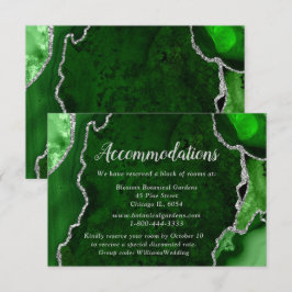 Green and Silver Agate Wedding Accommodations Informatiekaartje
