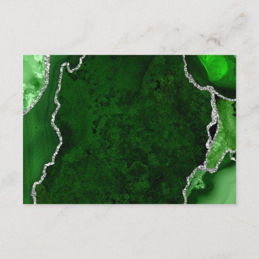 Green and Silver Agate Wedding Accommodations Informatiekaartje (Achterkant)