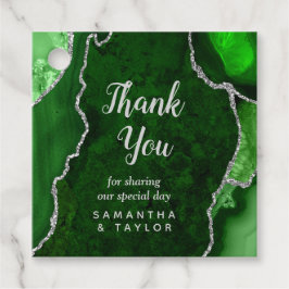 Green and Silver Agate Wedding Bedankt Bedankjes Labels