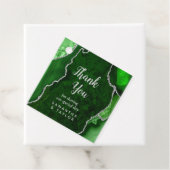 Green and Silver Agate Wedding Bedankt Bedankjes Labels (In situ)