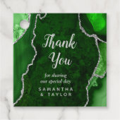 Green and Silver Agate Wedding Bedankt Bedankjes Labels (Voorkant)