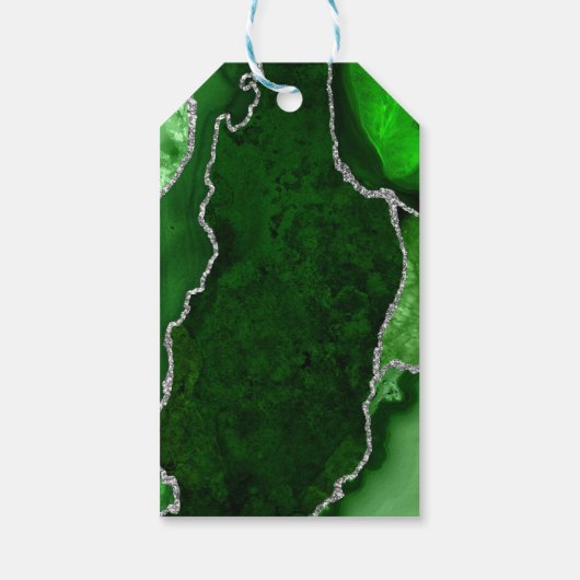 Green and Silver Agate Wedding Bedankt Cadeaulabel (Achterkant)