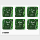 Green and Silver Agate Wedding Bedankt Vierkante Sticker (Vel)