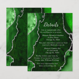Green and Silver Agate Wedding Details Informatiekaartje