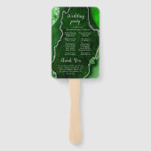 Green and Silver Agate Wedding Program Handwaaier (Achterkant)